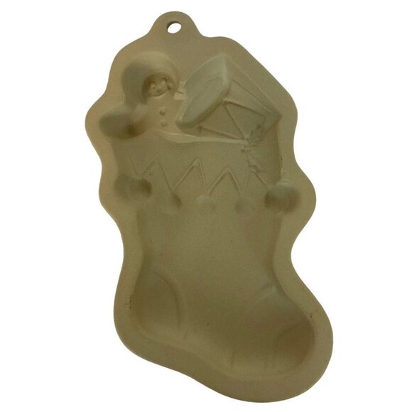 Wilton Stoneware Christmas Stocking Cookie Candy Shortbread Mold Vintage 1999 - Picture 1 of 2